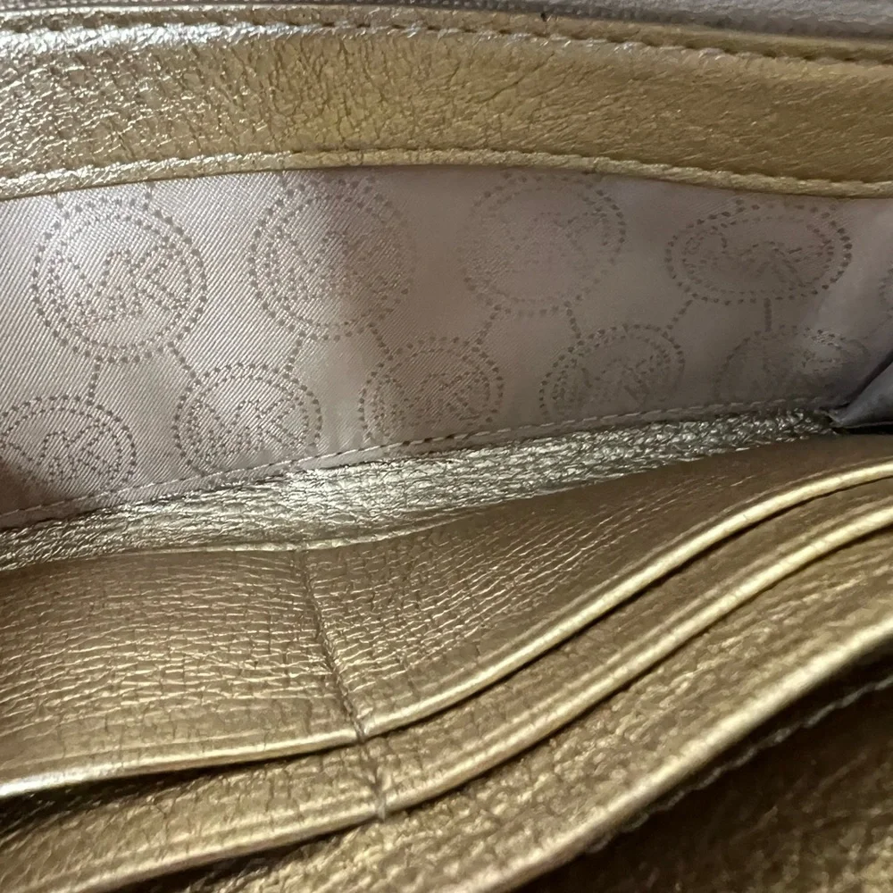 Michael Kors Brown and Cream MK Logo Continental Wallet